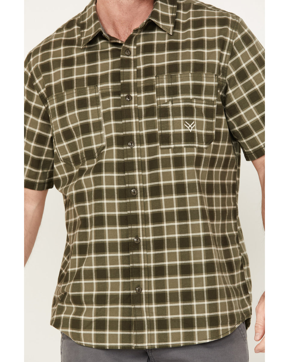 Men's Button Down Collared Neck Contrast Openwork Shirt main image 0