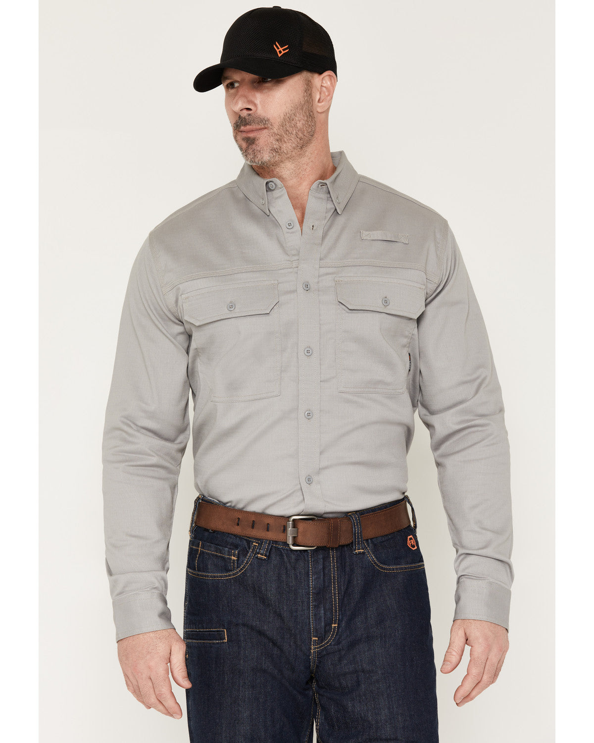 Men's FR Langdon Solid Long Sleeve Button-Down Work Shirt