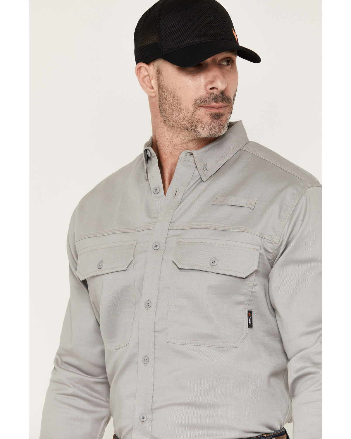 Men's FR Langdon Solid Long Sleeve Button-Down Work Shirt