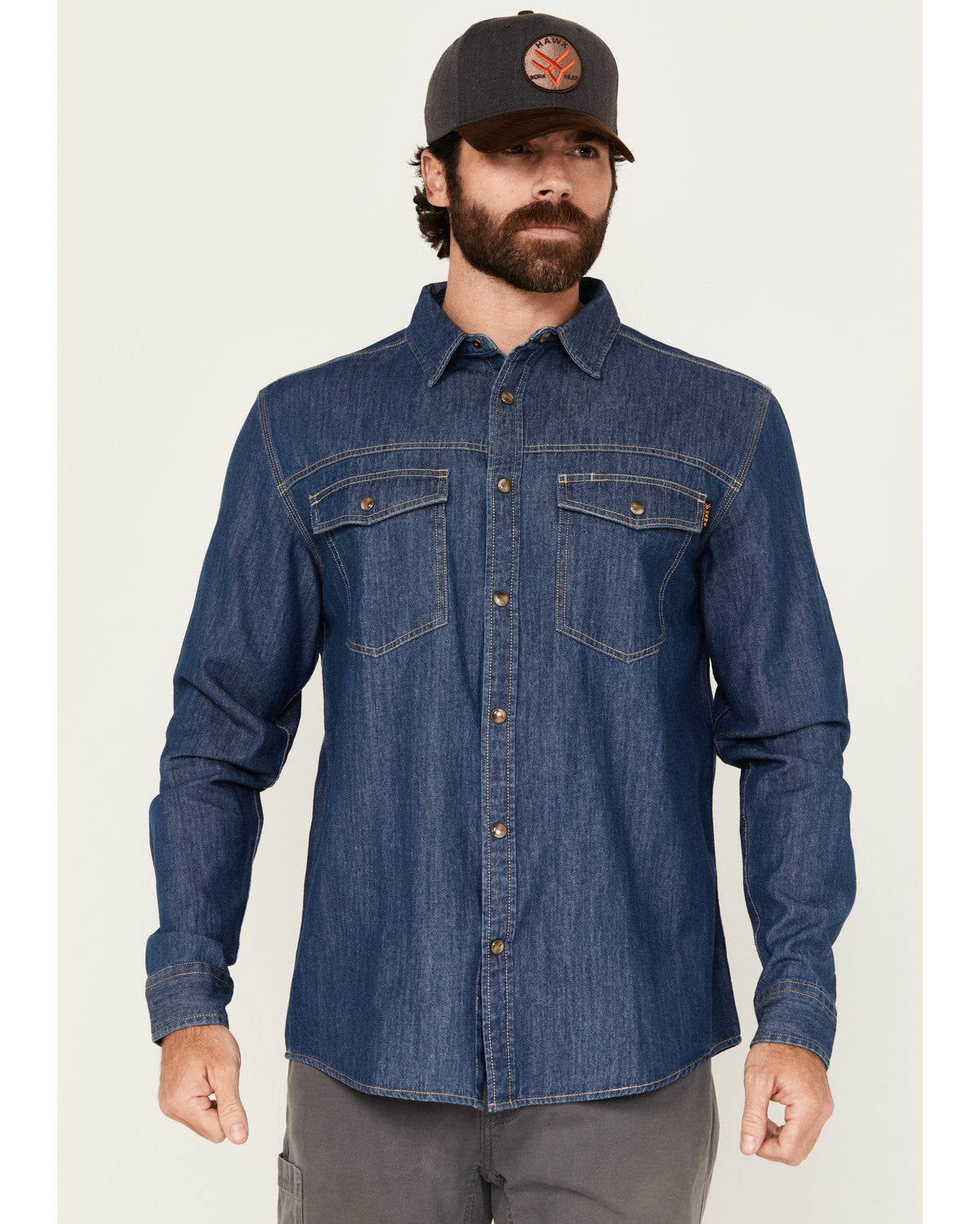 Men's Core Long Sleeve Snap Denim Work Shirt Big Tall